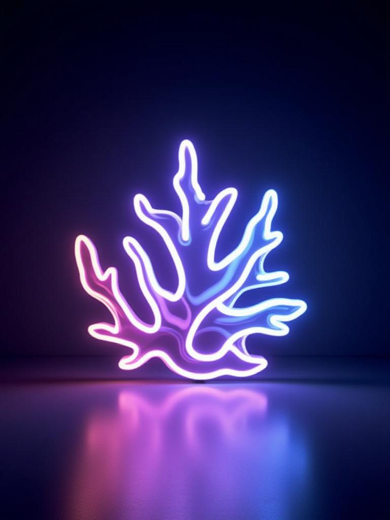 Abstract LED neon art sculpture with tropical colors